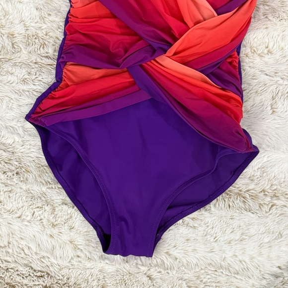 Gottex Rainbow Goddess Shirred Ombre One-Piece Swimsuit Size 12 - Picture 3 of 10